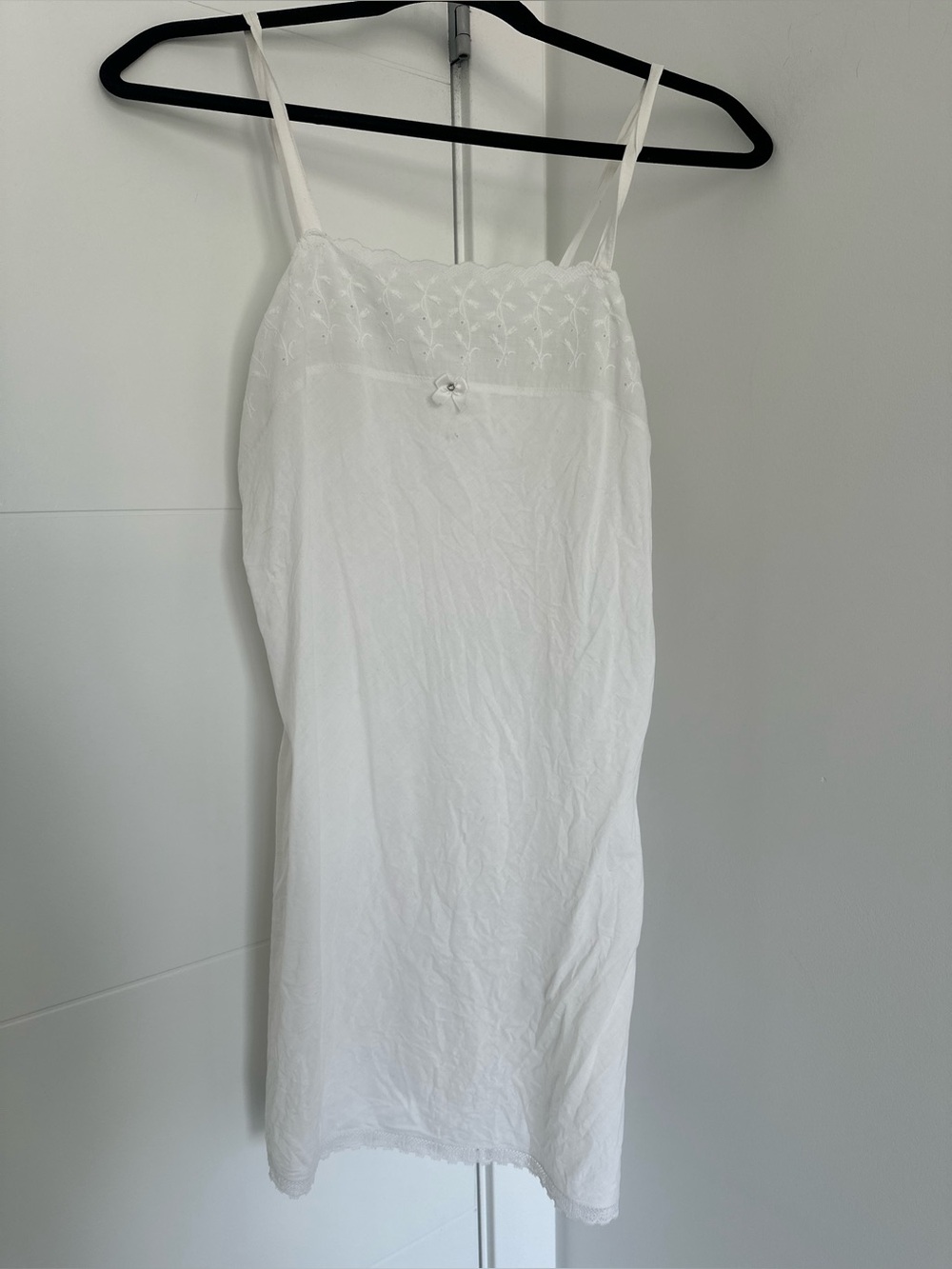 Vintage-Inspired White Cotton Slip Dress | Eyelet Lace Trim Romantic Cottagecore